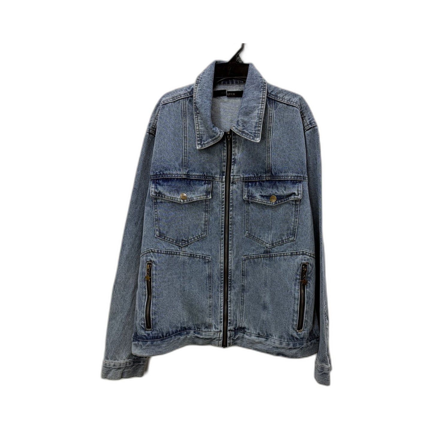 Insight Mens Halls Cropped Denim Harrington Jacket in Blue, Size S NEW