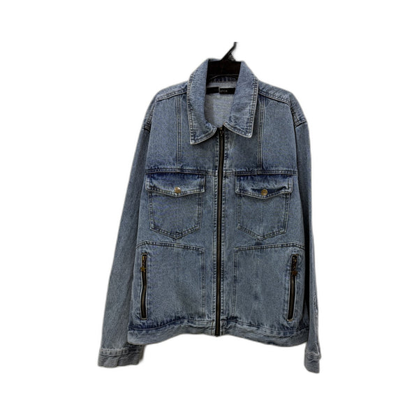 Insight Mens Halls Cropped Denim Harrington Jacket in Blue, Size S NEW