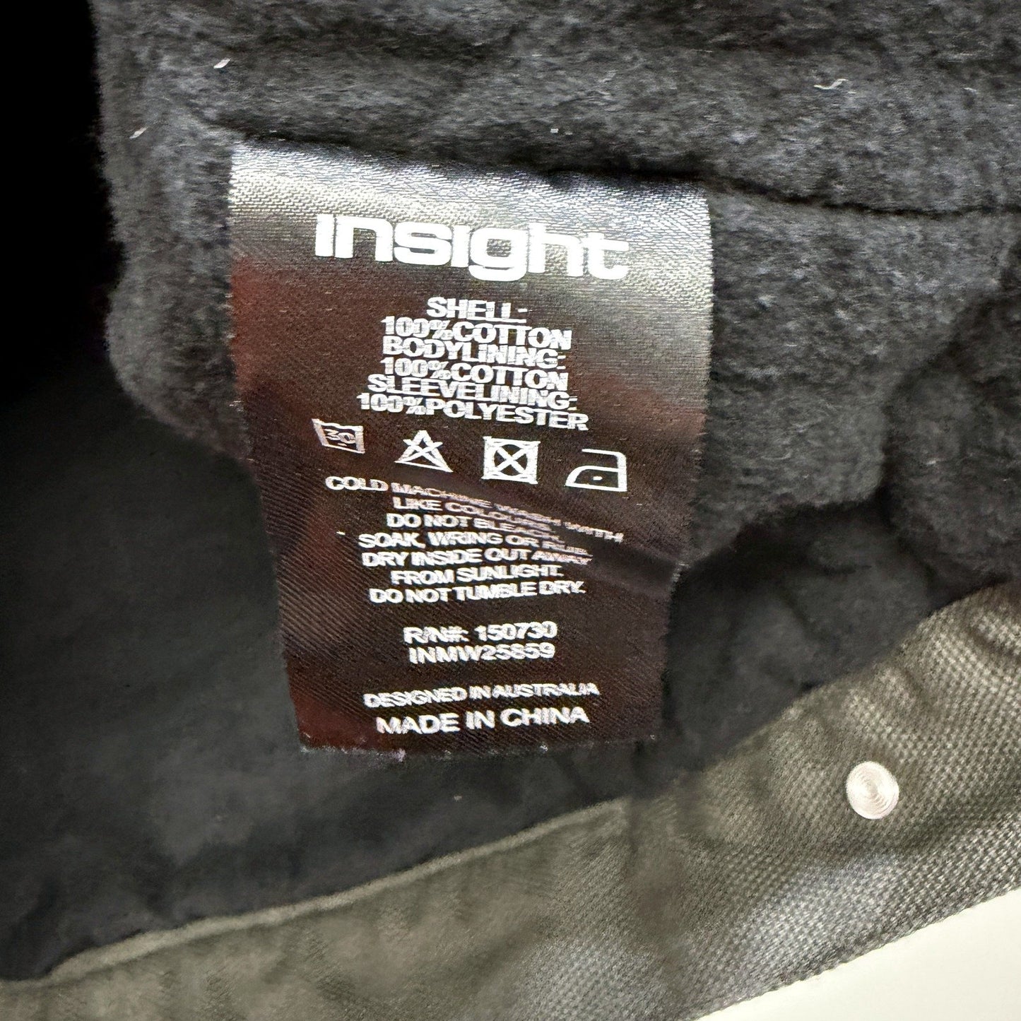 Insight Mens Casual Cotton Development Jacket in Dark Grey Size S NEW