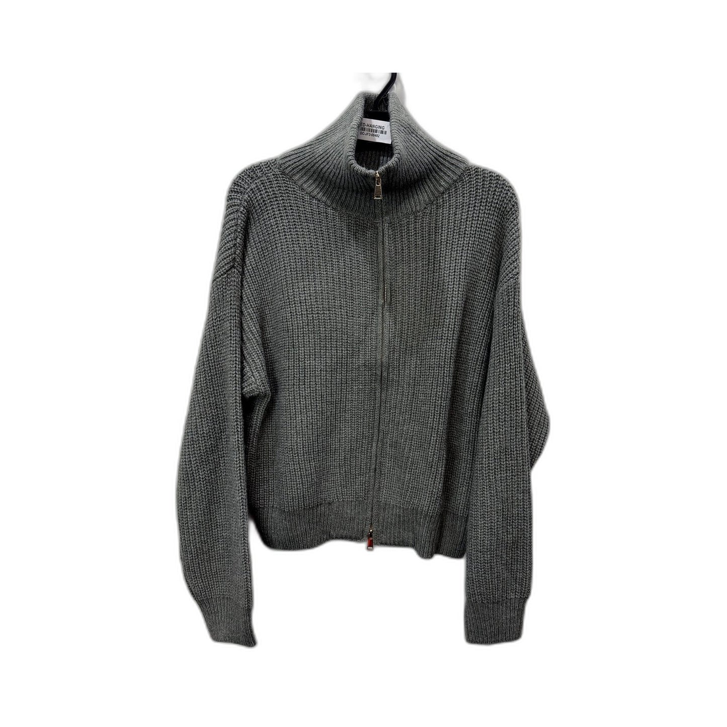 Subtitled Womens Cropped Gray Zip-Up Knit Sweater in Size S NEW