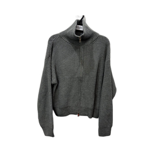 Subtitled Womens Cropped Gray Zip-Up Knit Sweater in Size S NEW
