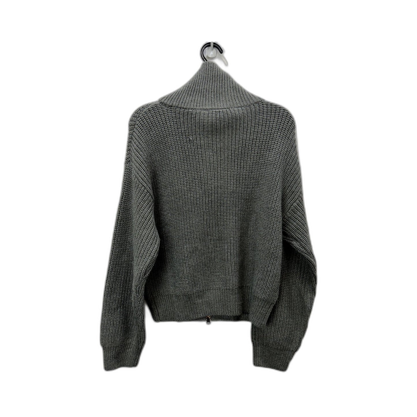 Subtitled Womens Cropped Gray Zip-Up Knit Sweater in Size S NEW