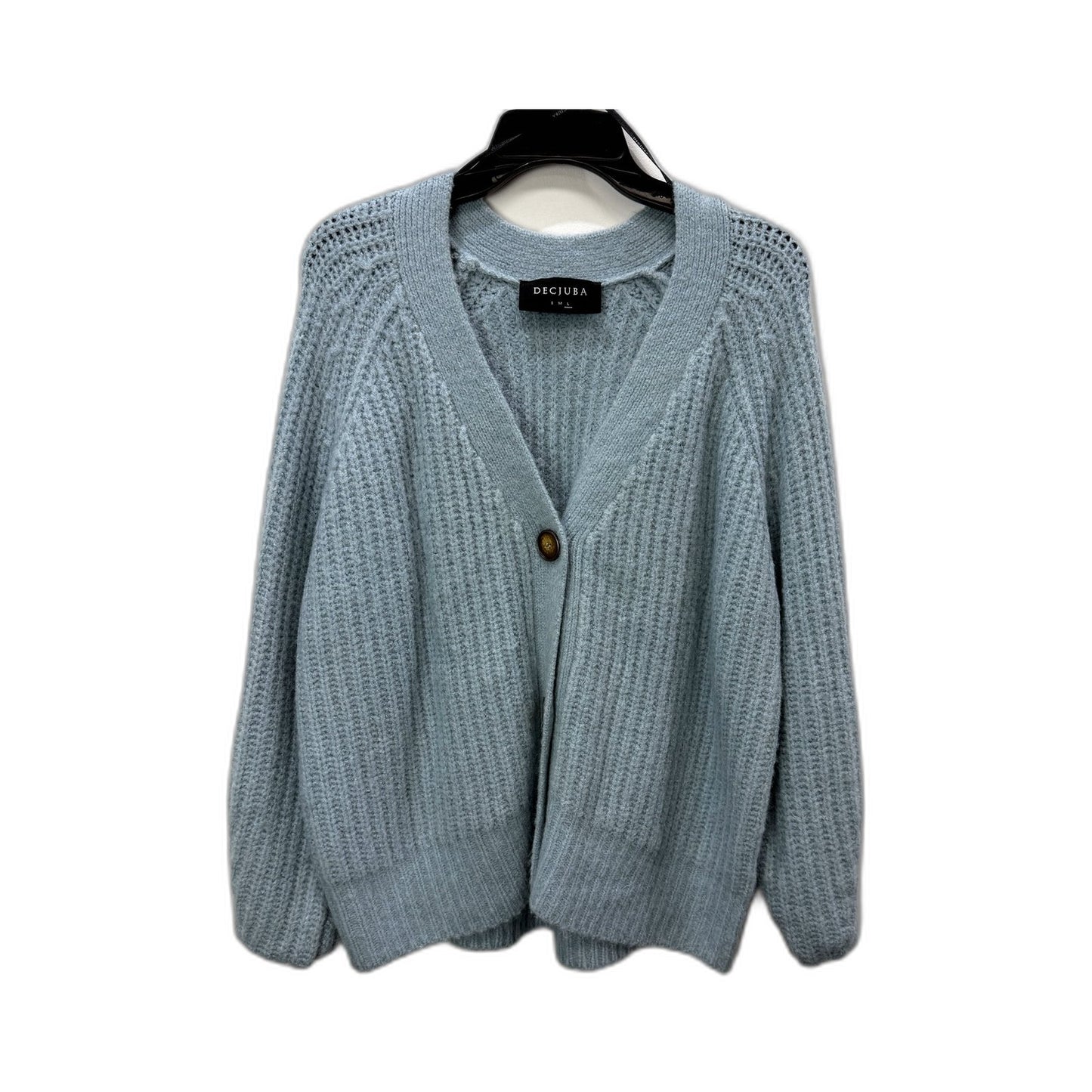 Decjuba Womens Button Down Knit Sweater Light Blue Soft Blend Size Large