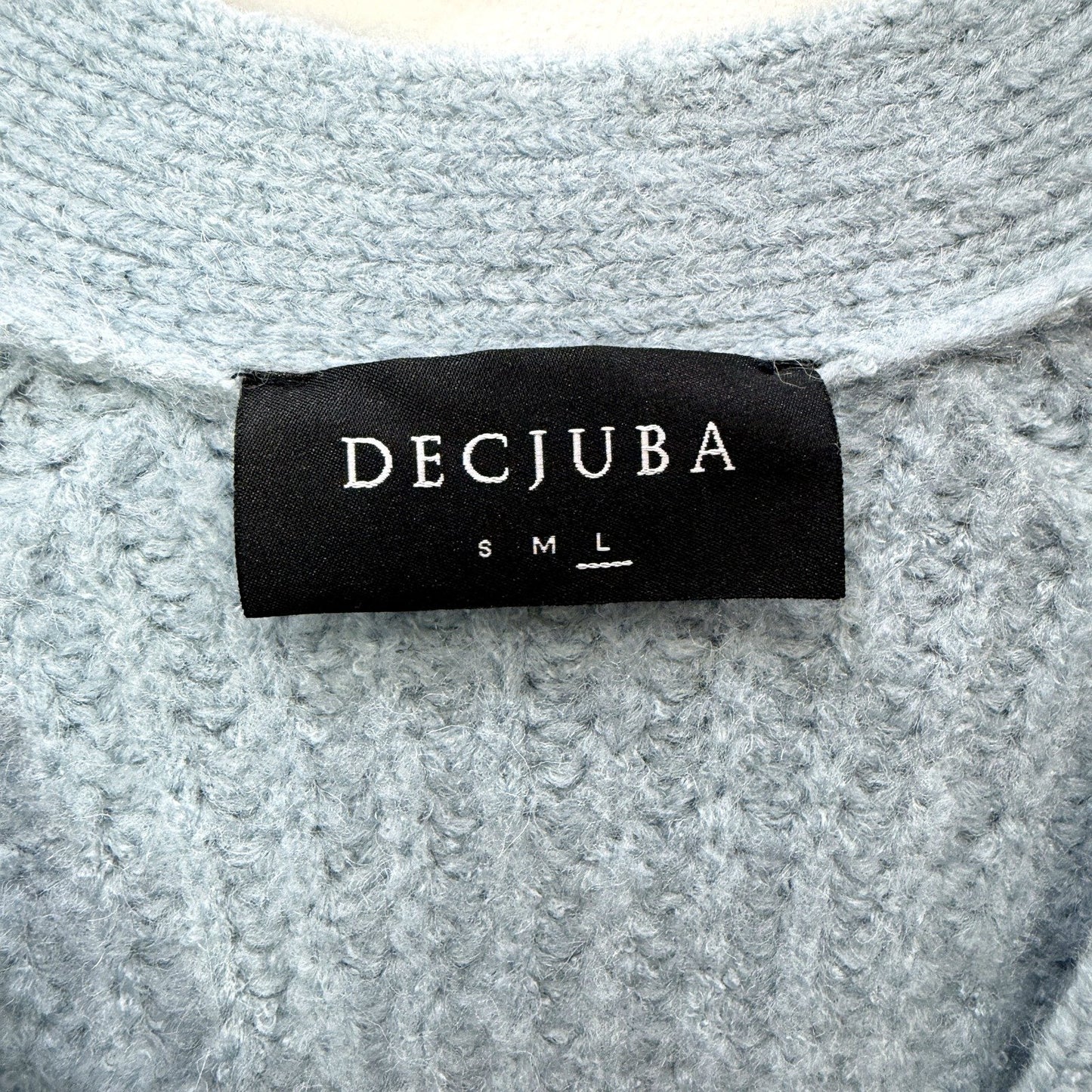 Decjuba Womens Button Down Knit Sweater Light Blue Soft Blend Size Large