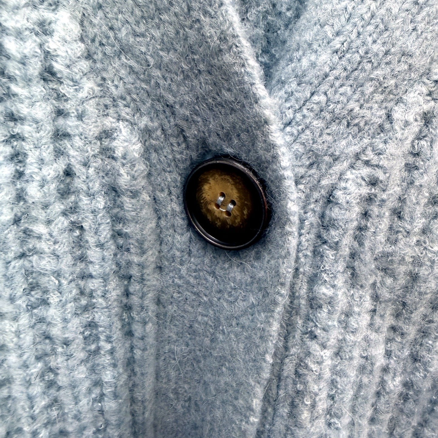 Decjuba Womens Button Down Knit Sweater Light Blue Soft Blend Size Large