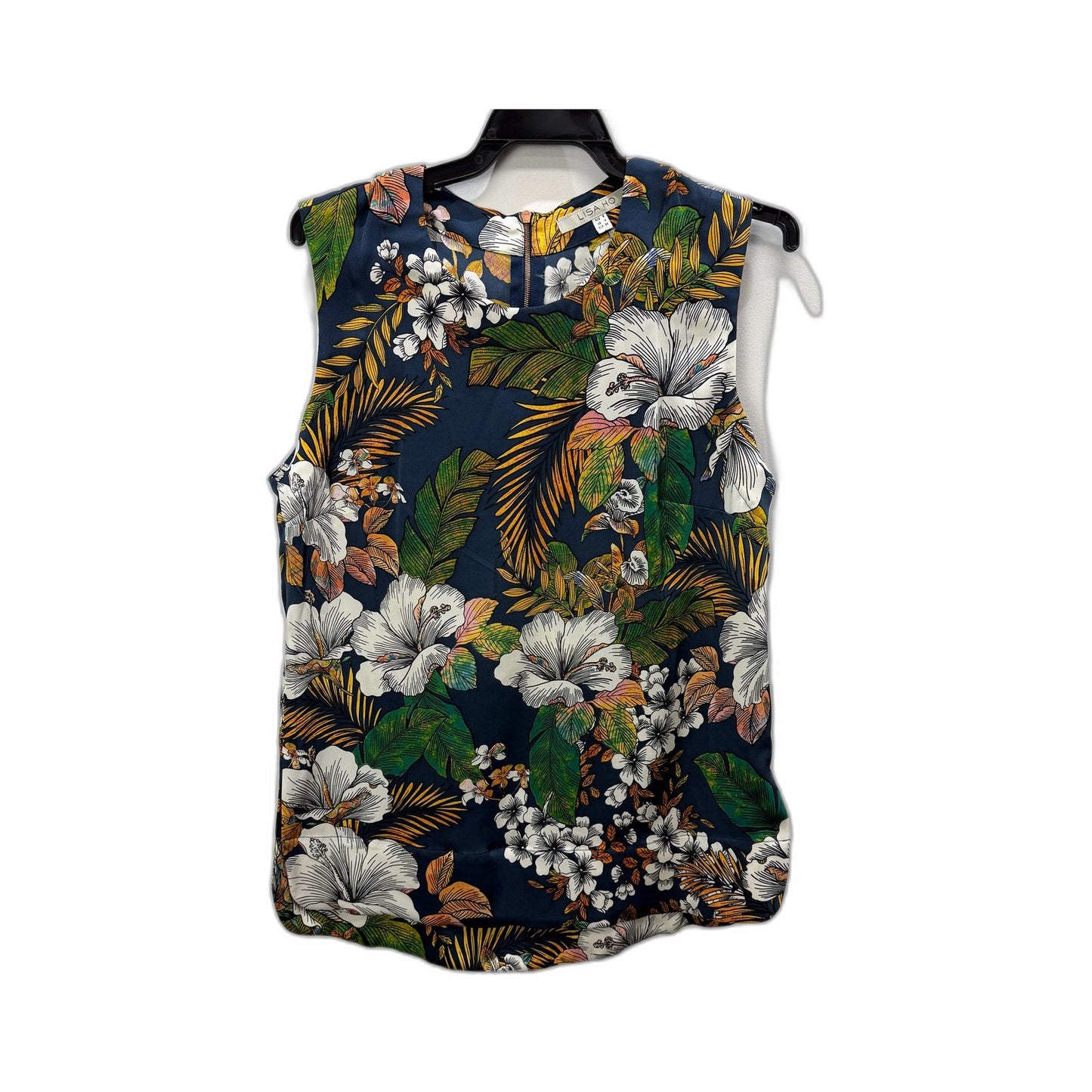 Lisa Ho Womens Sleeveless Floral Silk Blouse in Multi Color & - Size 8