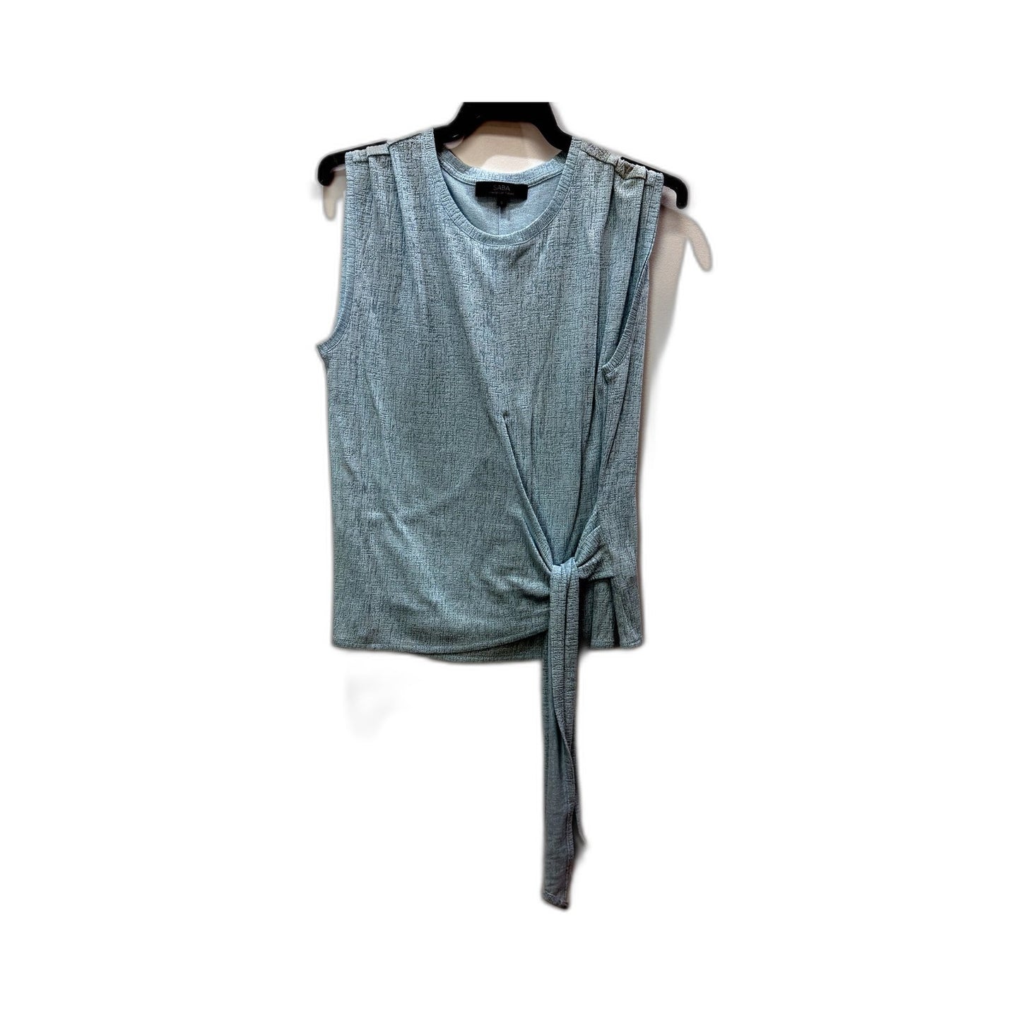 SABA Womens Sleeveless Knotted Front Sky Blue Top - Petite Size S