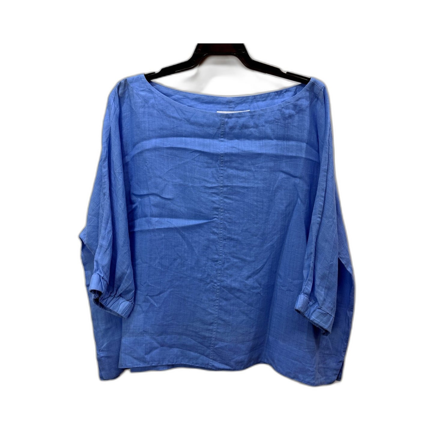 Sportscraft Womens Blue Puff Sleeve Relaxed Pullover Blouse Size 16 NEW