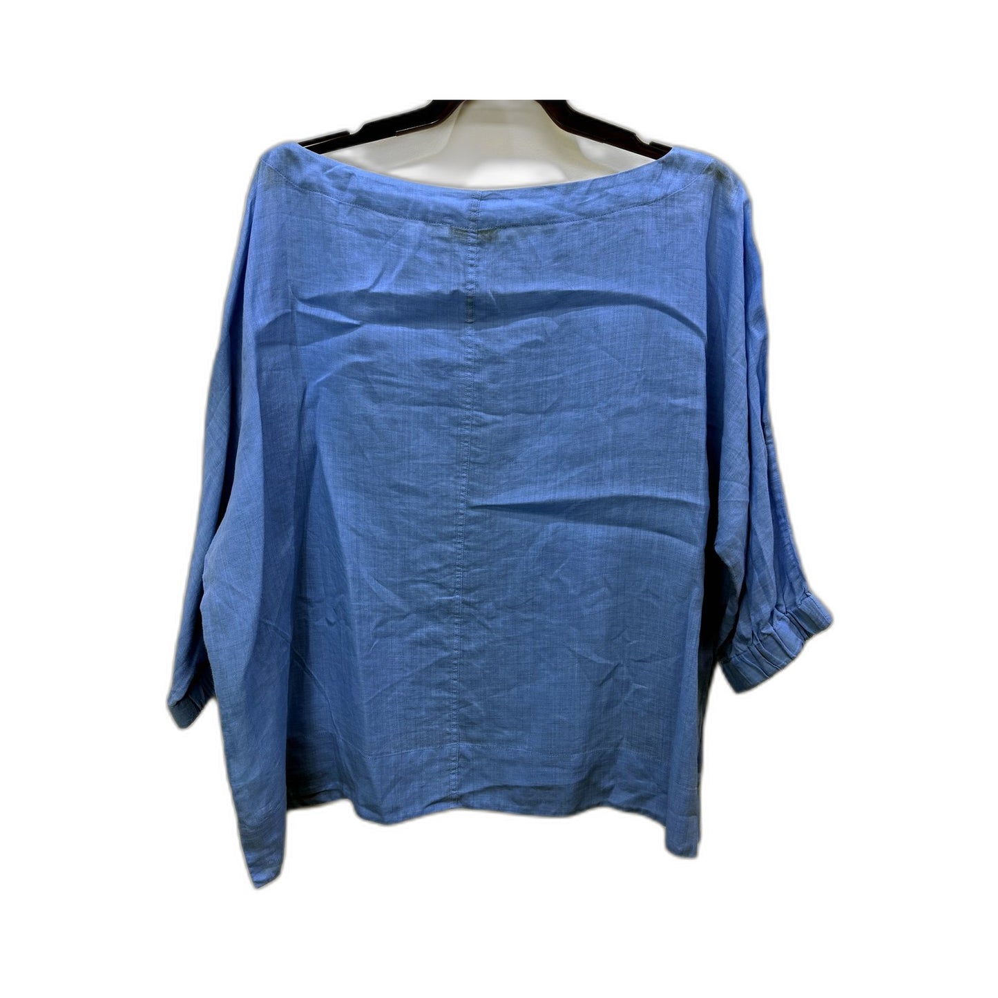Sportscraft Womens Blue Puff Sleeve Relaxed Pullover Blouse Size 16 NEW