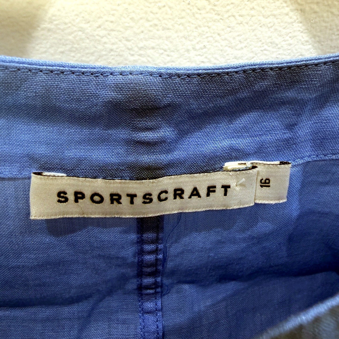 Sportscraft Womens Blue Puff Sleeve Relaxed Pullover Blouse Size 16 NEW