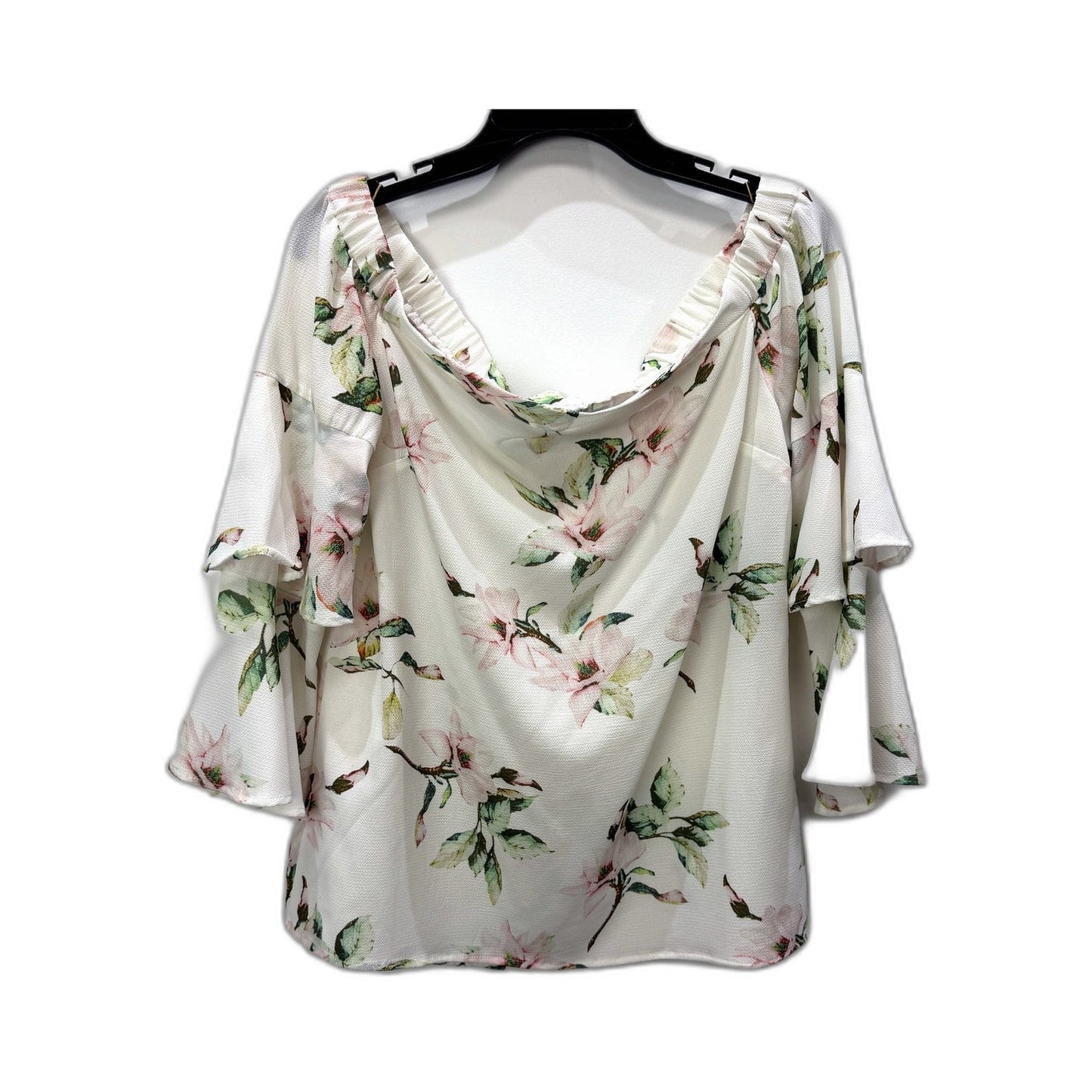 Spicy Sugar Womens Floral Print Blouse Ruffle Sleeve Casual Top Sz 14