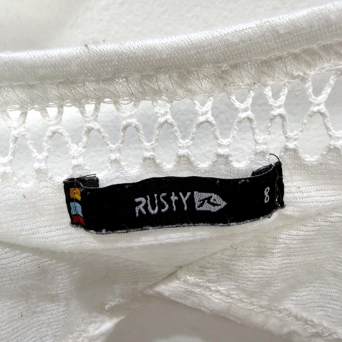 Rusty Womens White Striped Pullover Sweatshirt, Soft Cotton Blend, Size 8