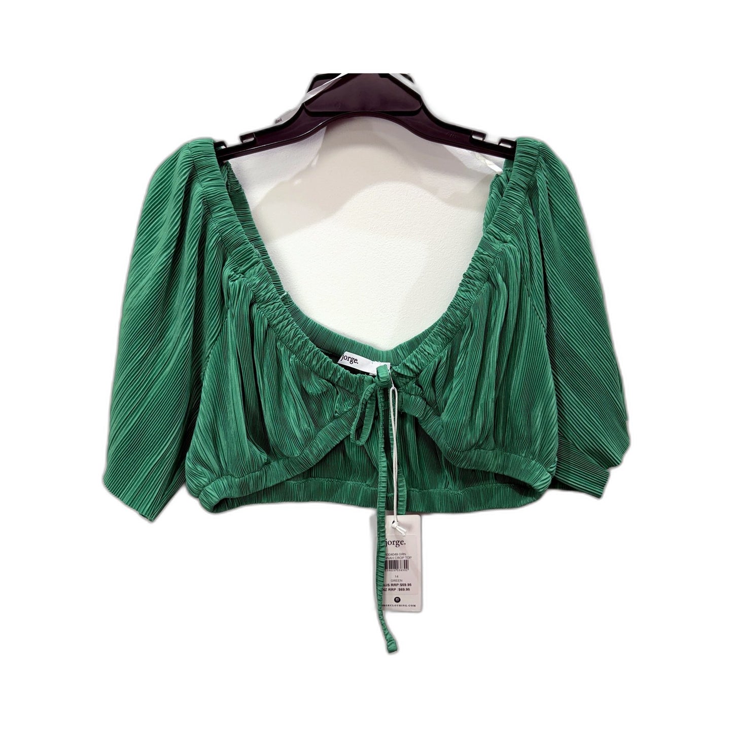 Jorge Womens Green Pleated Hannah Crop Top Size 14 NEW