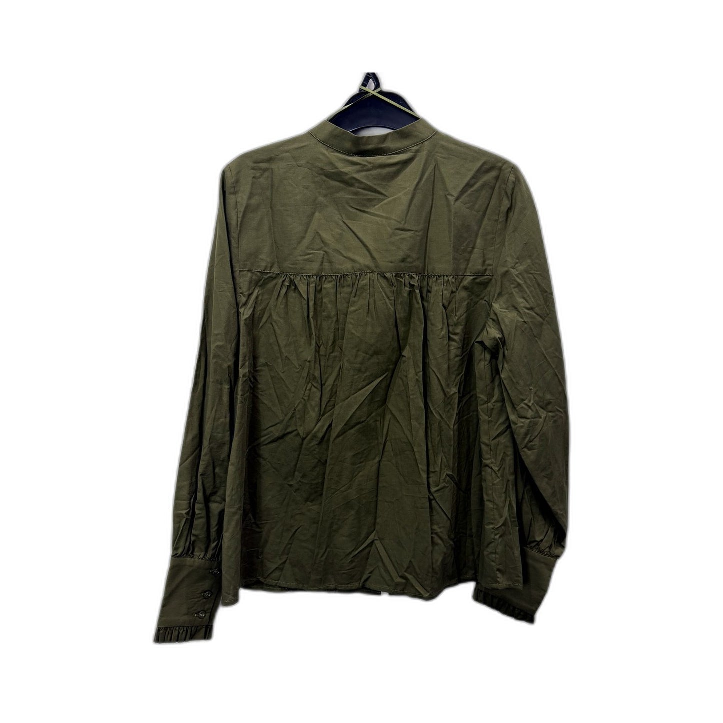 Piper Womens Long Sleeve Ruffle Trim Puff Blouse in Khaki Size 10 NEW