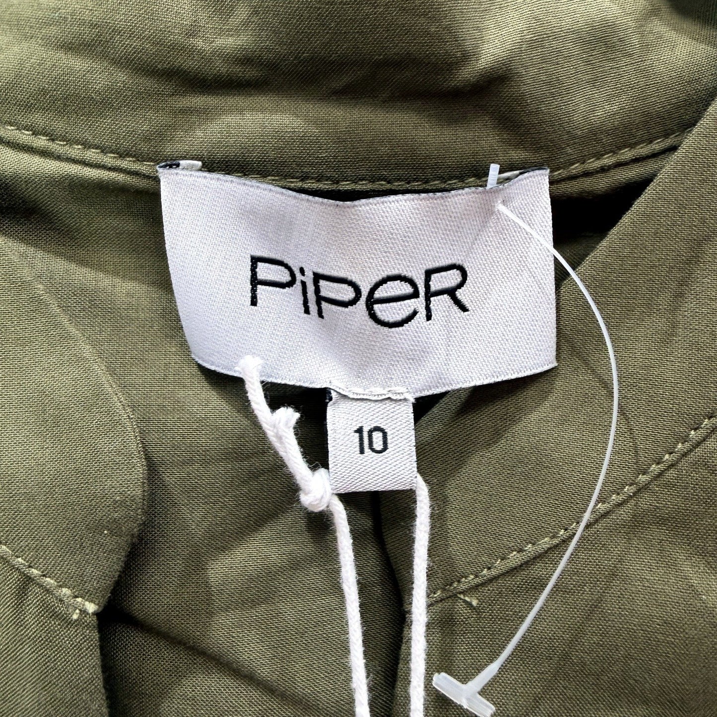 Piper Womens Long Sleeve Ruffle Trim Puff Blouse in Khaki Size 10 NEW