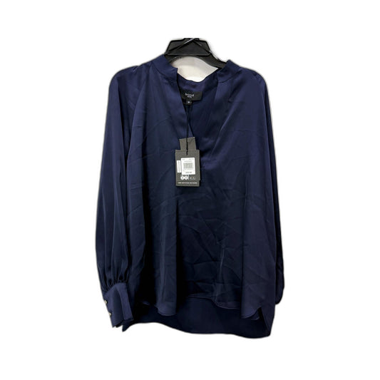 Basque Womens Navy Puff Sleeve Button Cuff Petite Blouse Size 10 NEW