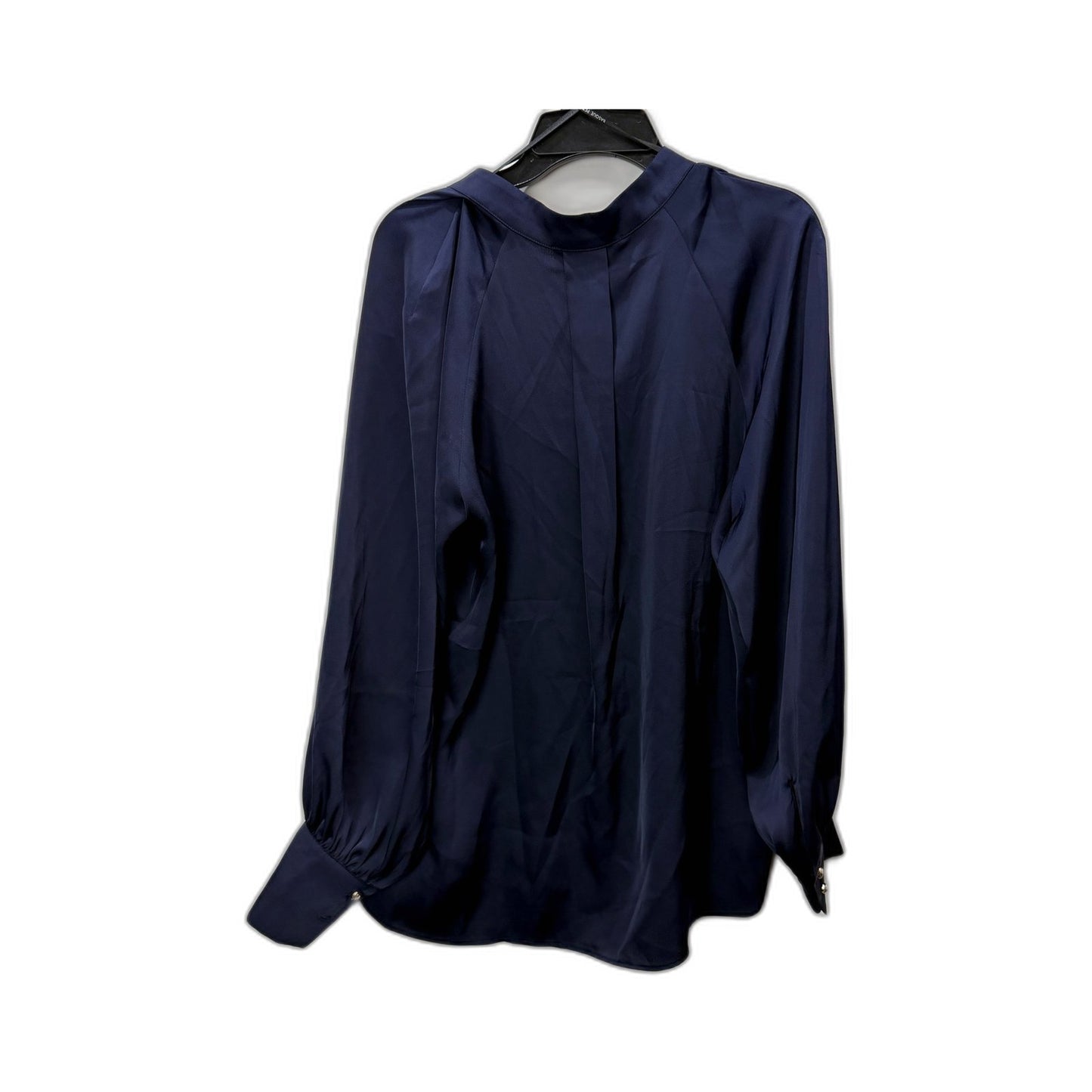 Basque Womens Navy Puff Sleeve Button Cuff Petite Blouse Size 10 NEW