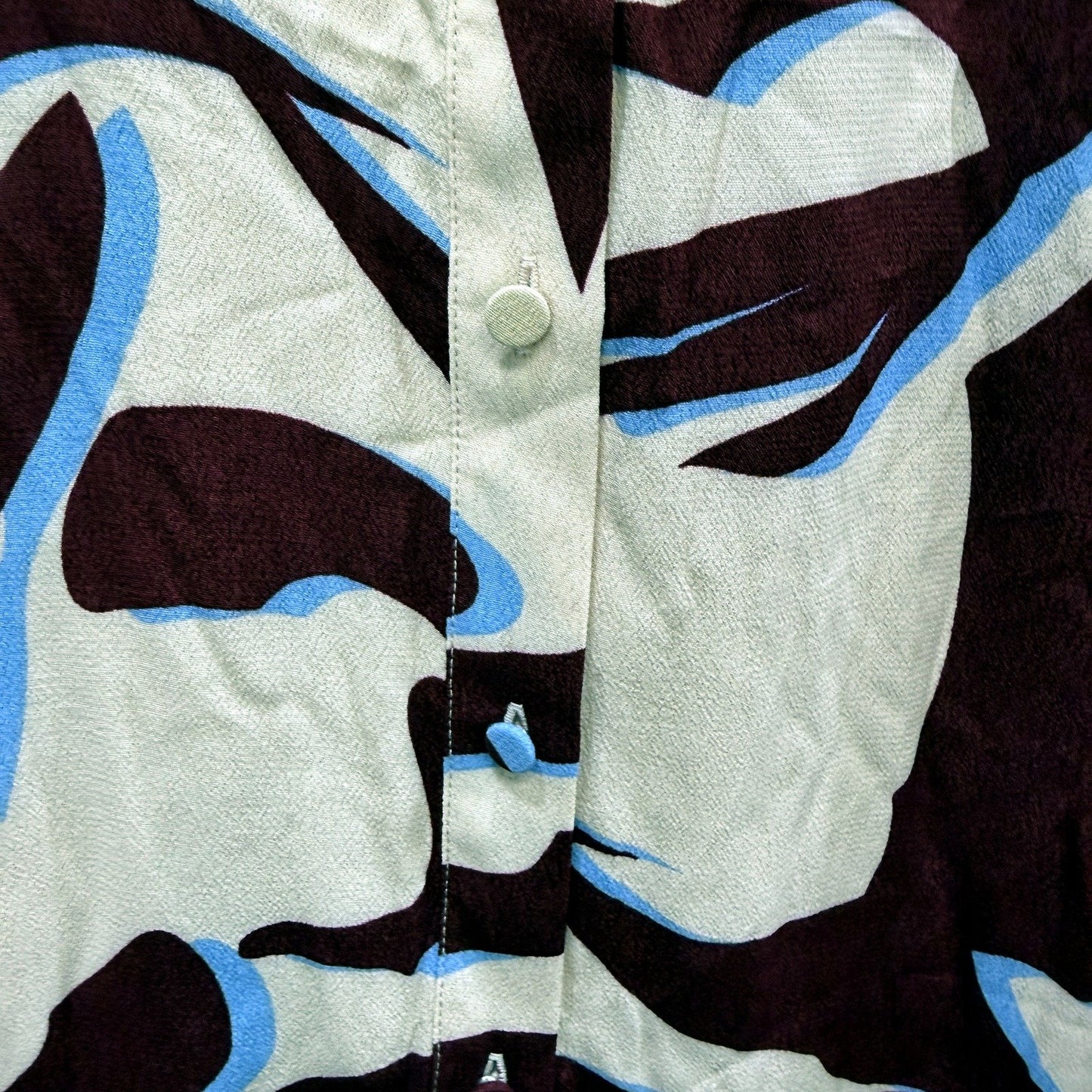 Basque Womens Button Down Blouse Abstract Print Long Sleeve Berry Sz 10 NEW
