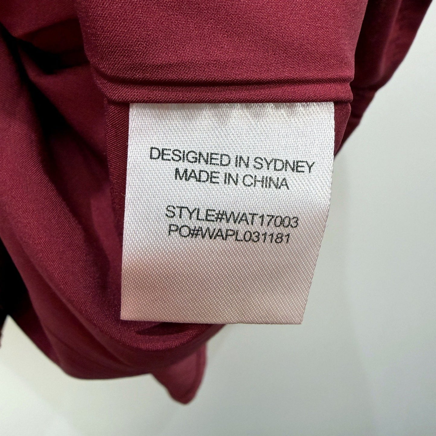 Atmos & Here Womens Pleated Ruffle Neck Burgundy Blouse Size 8