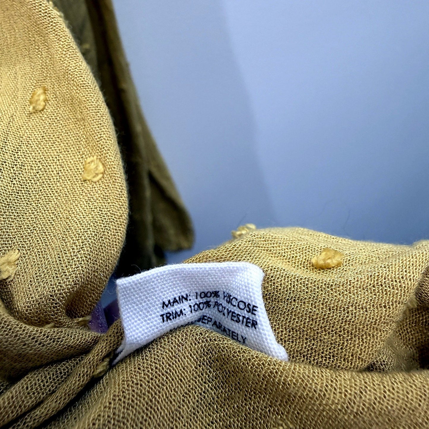 Decjuba Womens Pleated Dot Blouse in Mustard Yellow with Long Sleeves - Size 12