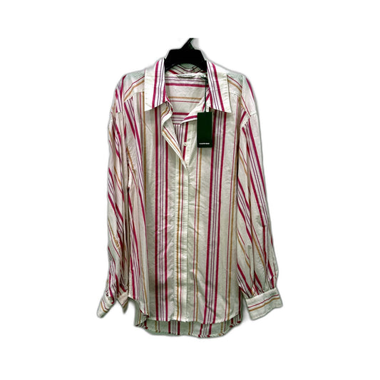 Country Road Womens Striped Tunic Lightweight Cotton Linen Antique White NEW