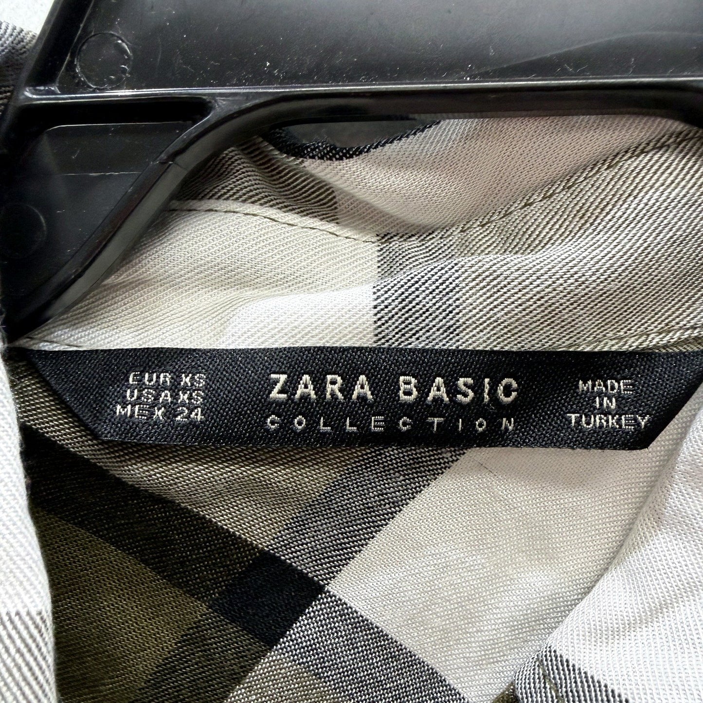 Zara Womens Button-Down Plaid Shirt in Multi Color Olive & - XS Size