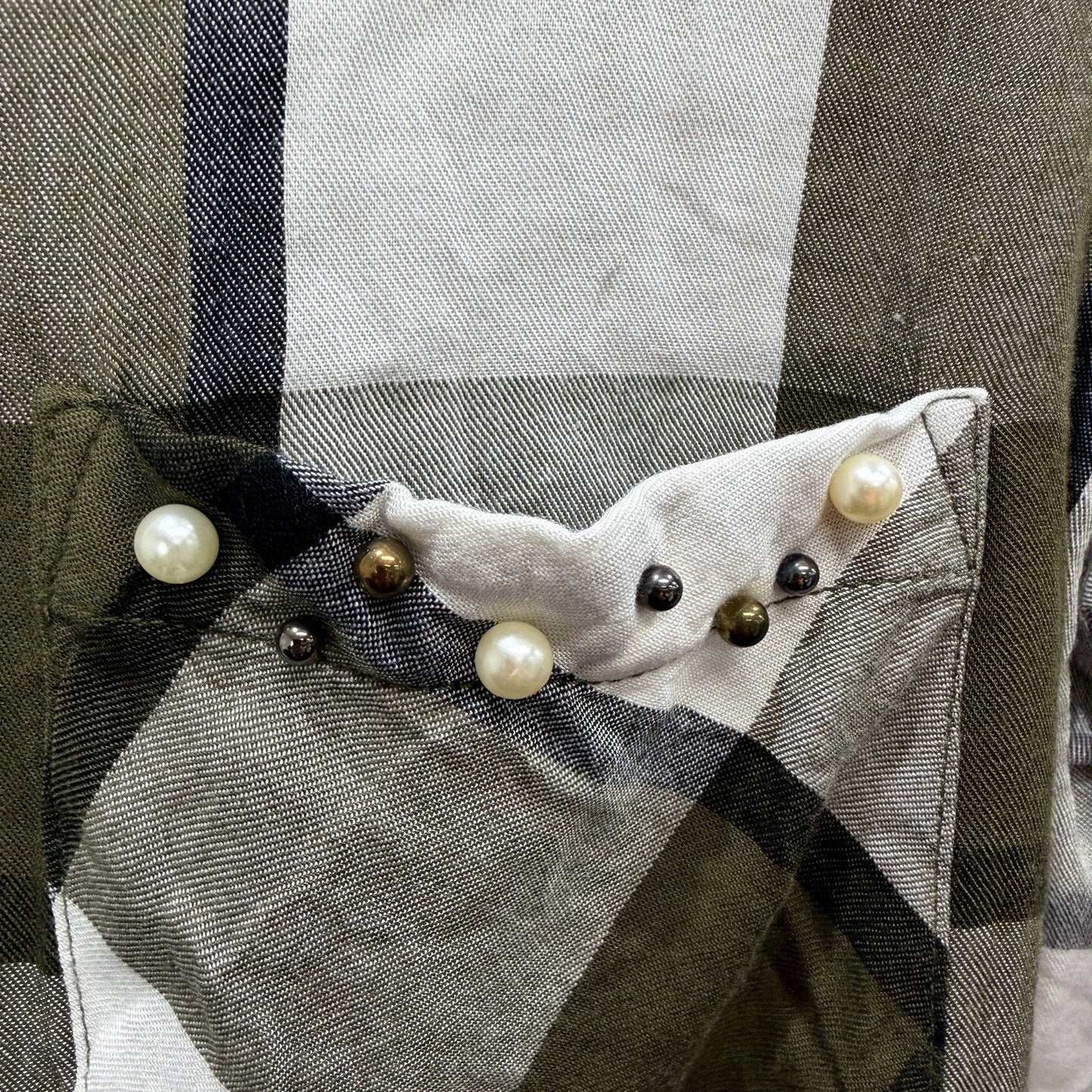 Zara Womens Button-Down Plaid Shirt in Multi Color Olive & - XS Size