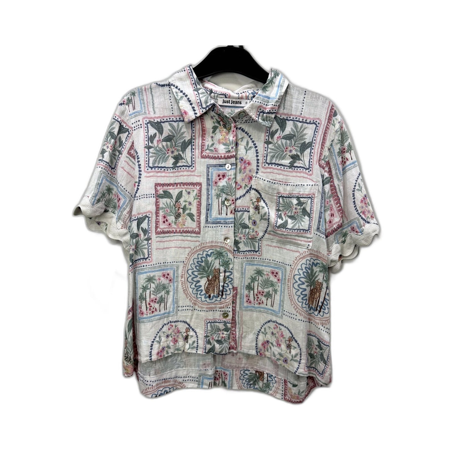 Just Jeans Womens Floral Print Button-Down Shirt in Size 8 - Multicolor