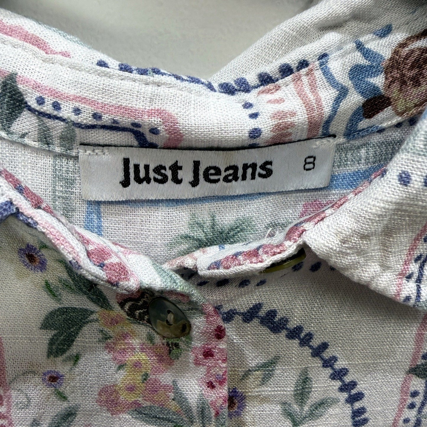 Just Jeans Womens Floral Print Button-Down Shirt in Size 8 - Multicolor