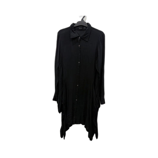 Comma Womens Asymmetric Hem Tunic Dress Black Long Sleeve Button Front Size 2