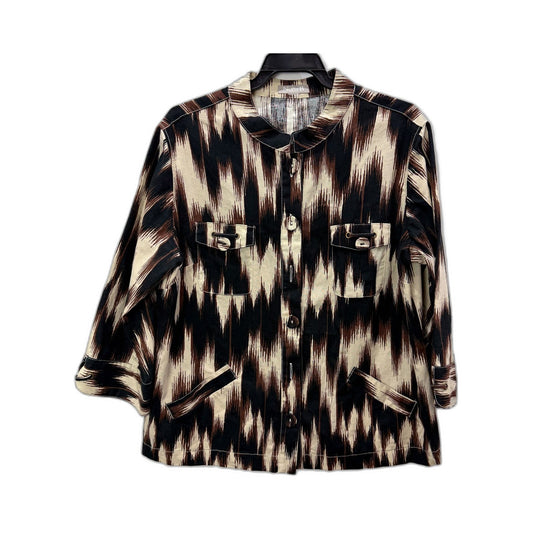 Noni B Womens Linen Cotton Ikat Print Jacket Multi Color Size Large