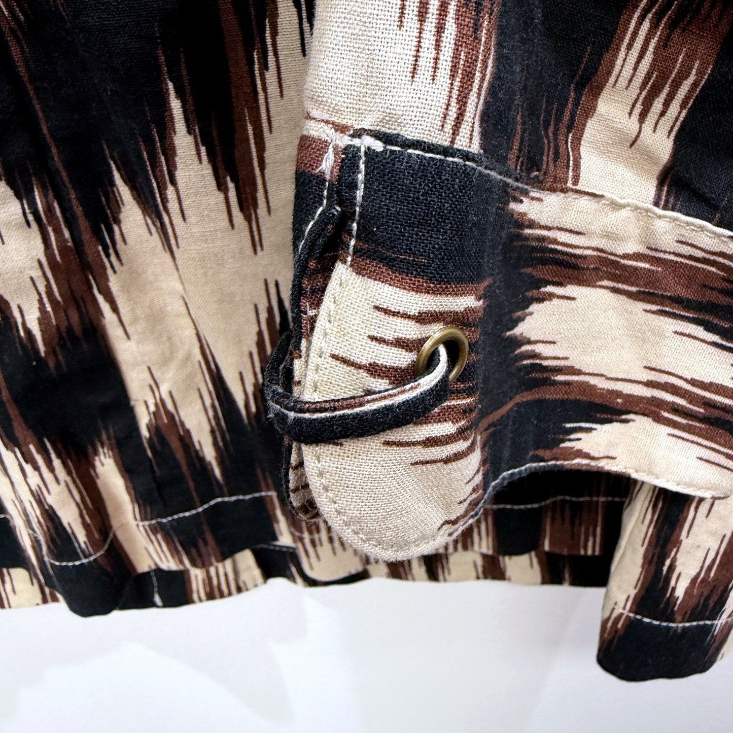 Noni B Womens Linen Cotton Ikat Print Jacket Multi Color Size Large
