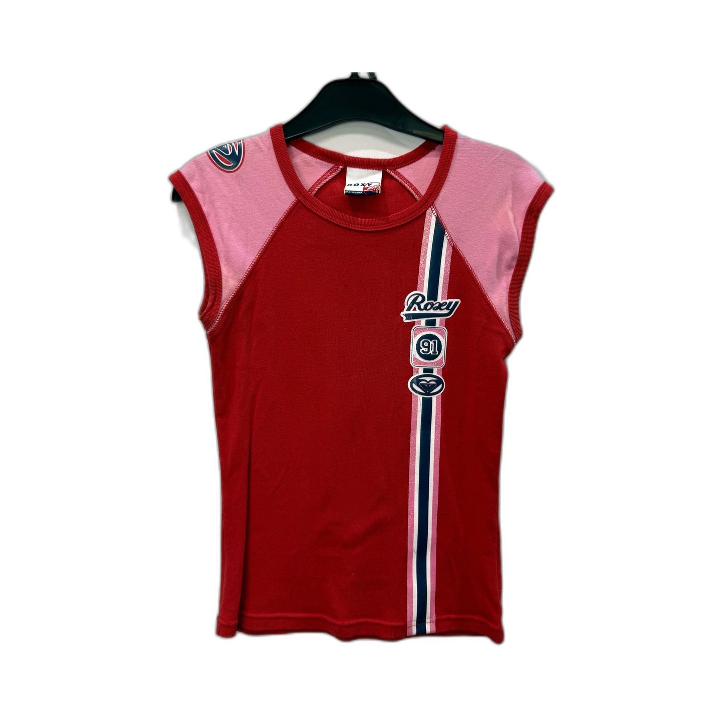 Roxy Womens Skinny Top Striped Cotton Pullover Sweatshirt in Red, Size Small