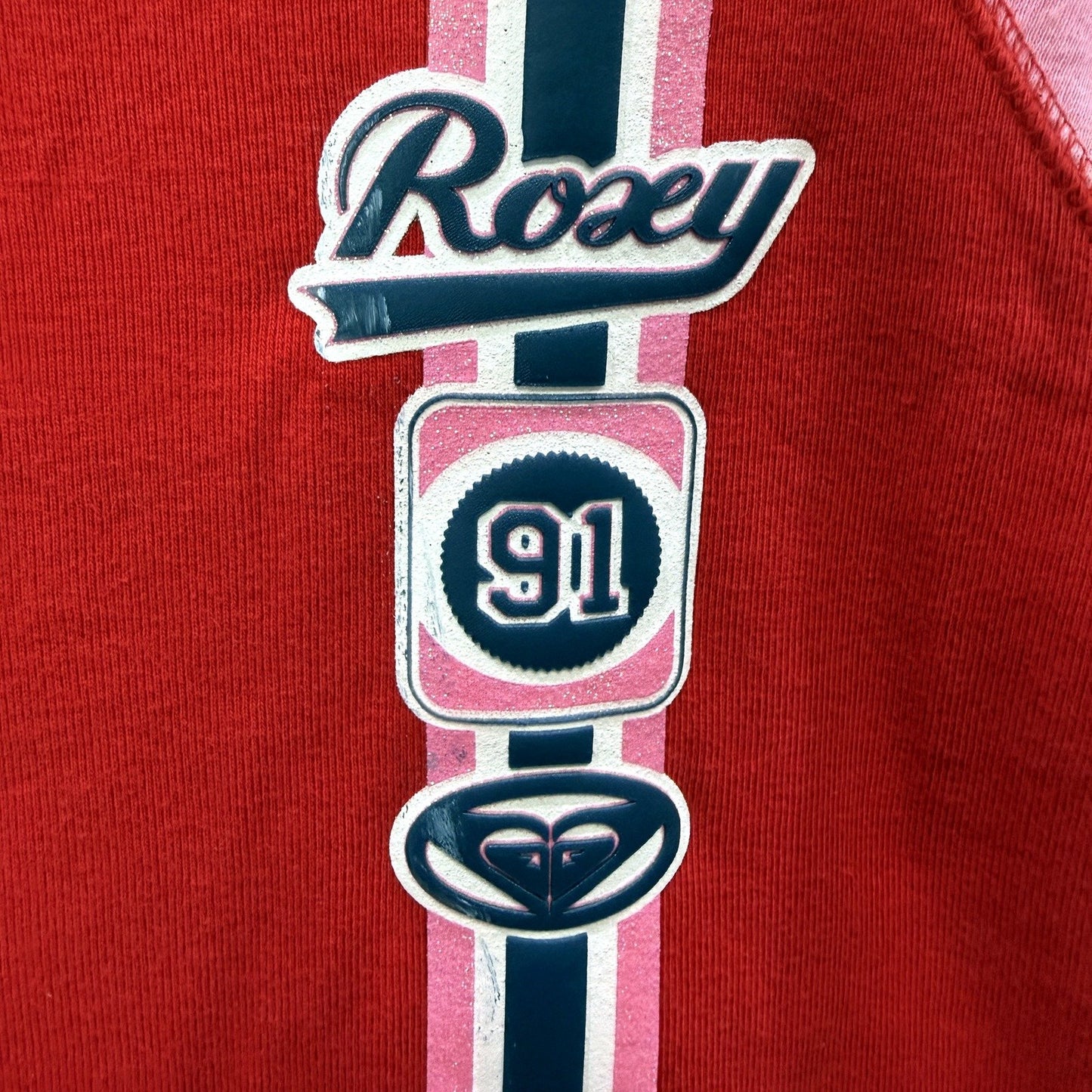 Roxy Womens Skinny Top Striped Cotton Pullover Sweatshirt in Red, Size Small