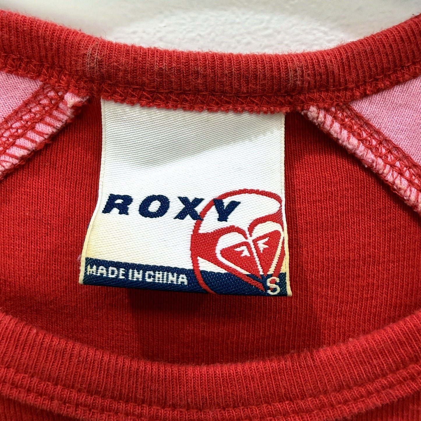 Roxy Womens Skinny Top Striped Cotton Pullover Sweatshirt in Red, Size Small