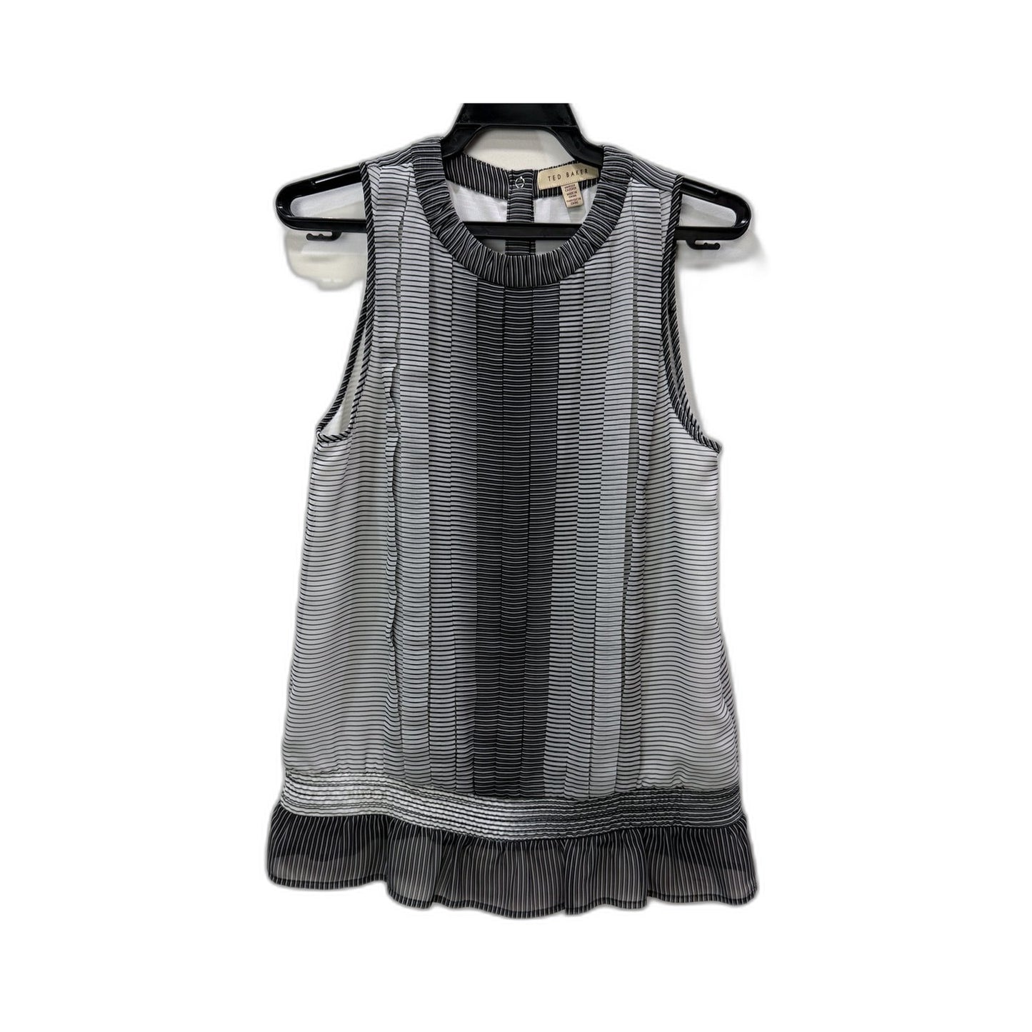 Ted Baker Womens Sleeveless Striped Blouse in Black and White, Size 1