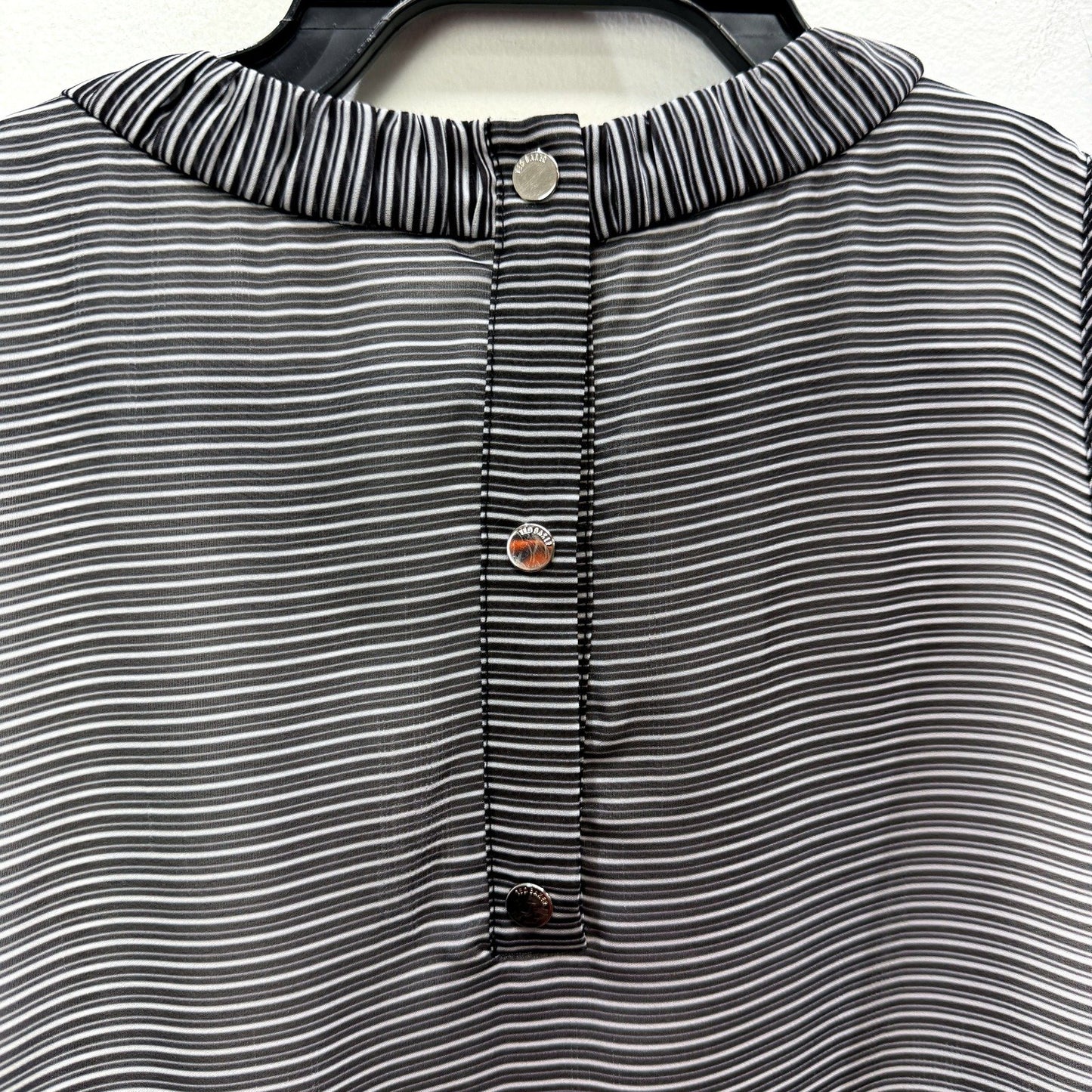 Ted Baker Womens Sleeveless Striped Blouse in Black and White, Size 1