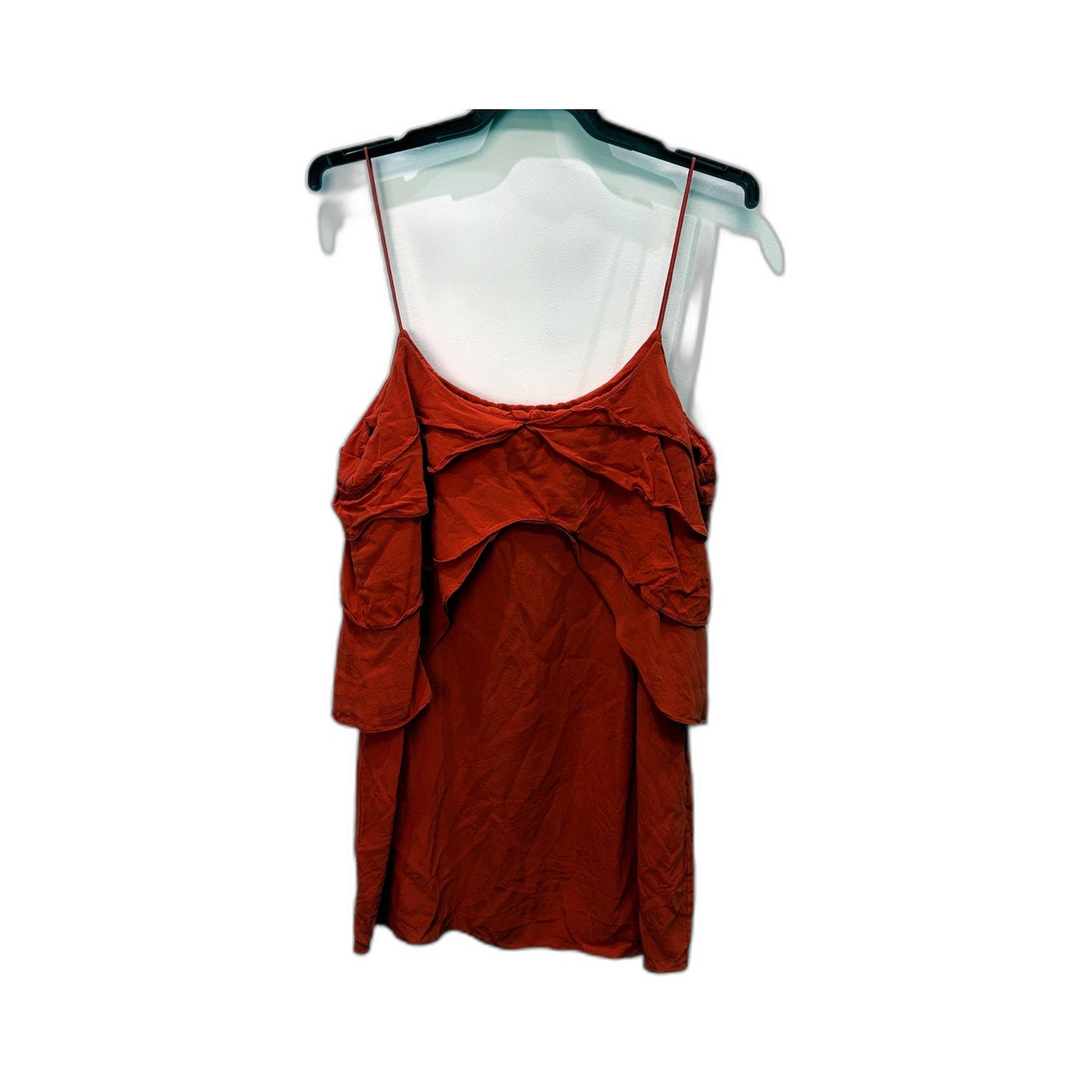 Zimmermann Womens Silk Camisole Top with Ruffled Detail in Orange, Size 2