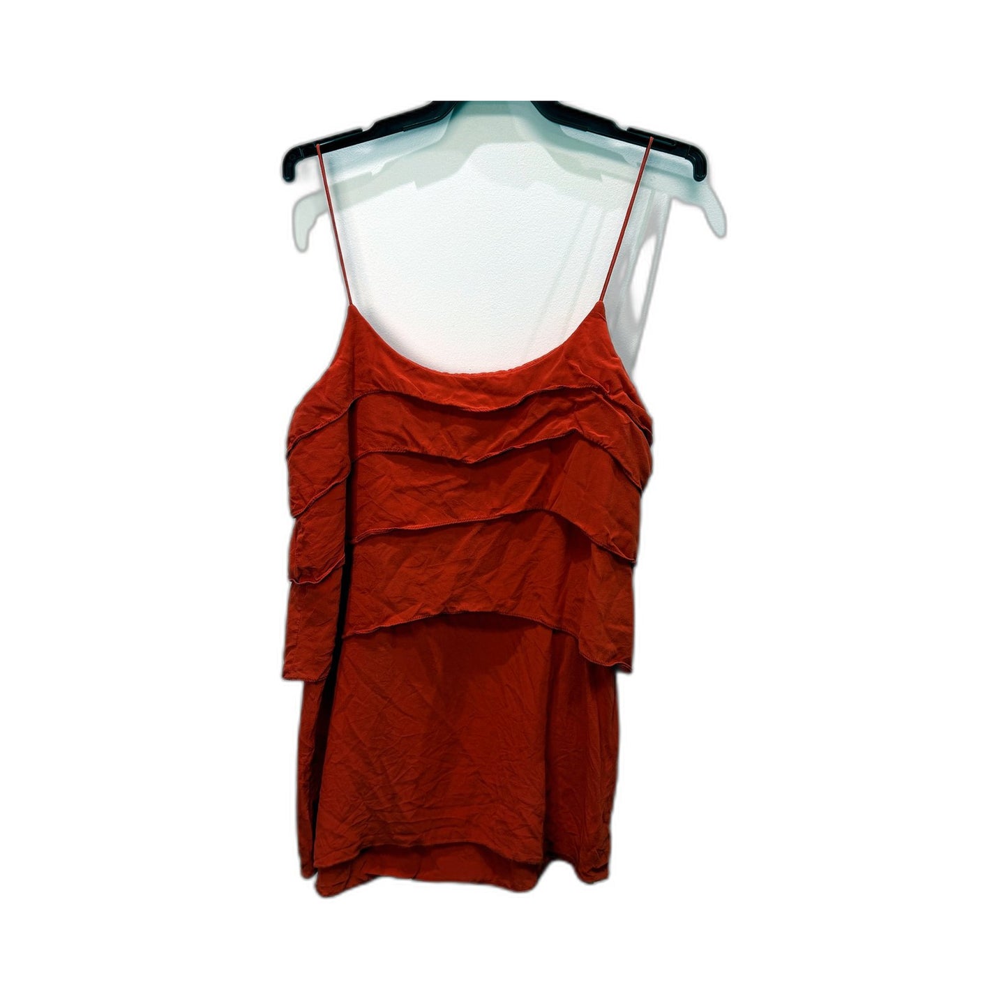 Zimmermann Womens Silk Camisole Top with Ruffled Detail in Orange, Size 2