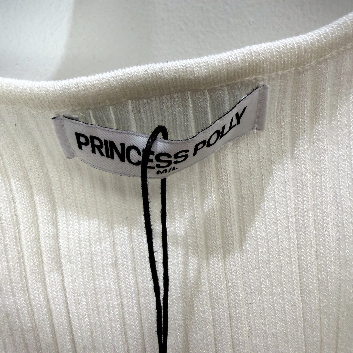 Princess Polly Womens Ribbed Knit Pullover Sweater in White, Size M/L NEW