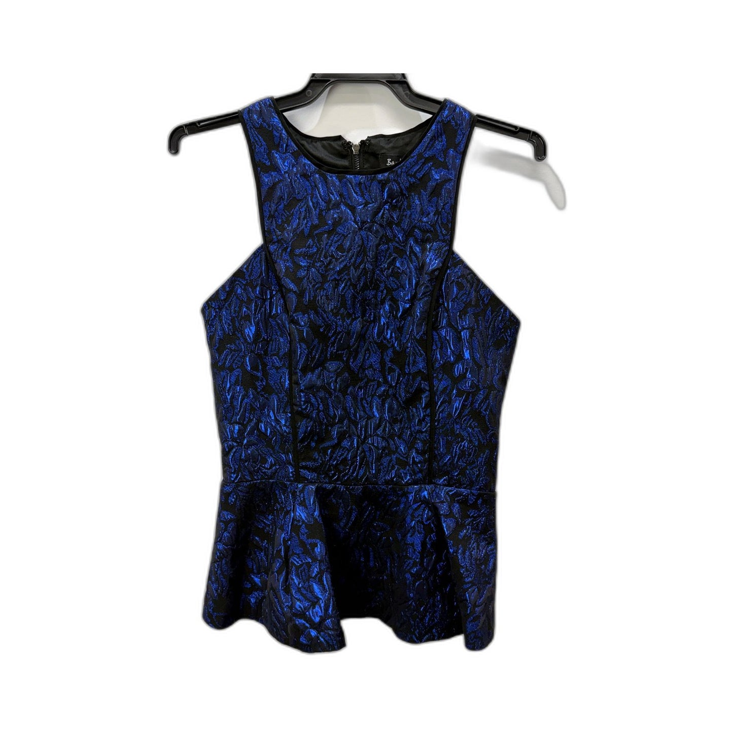 Bardot Womens Peplum Top Sleeveless Blouse in Blue/Black, Size 6 NEW