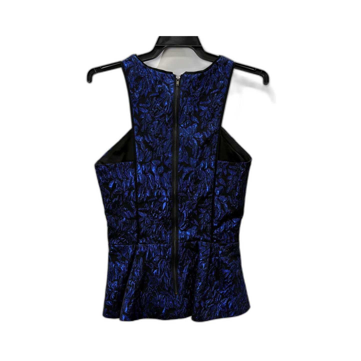 Bardot Womens Peplum Top Sleeveless Blouse in Blue/Black, Size 6 NEW