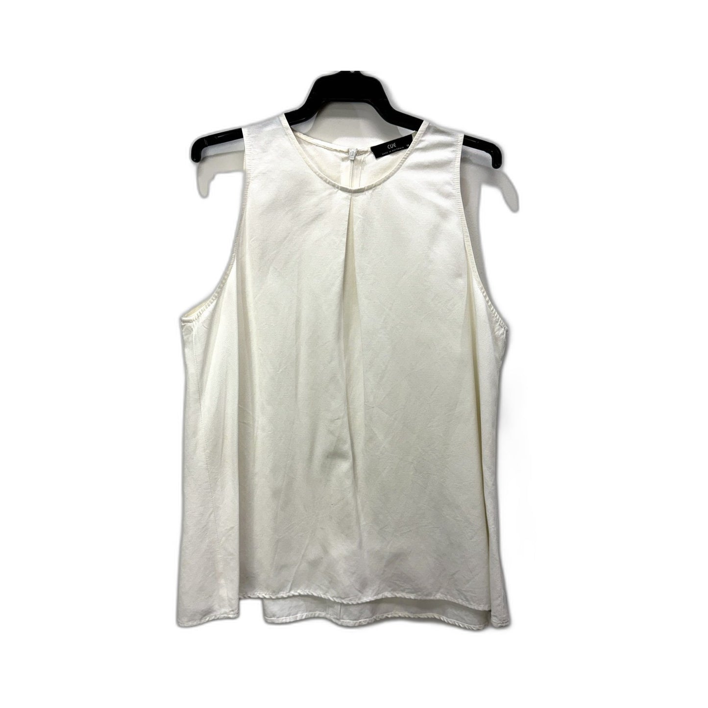 CUE Womens Pleated Sleeveless Top in White - Elegant Workwear Blouse Size 14