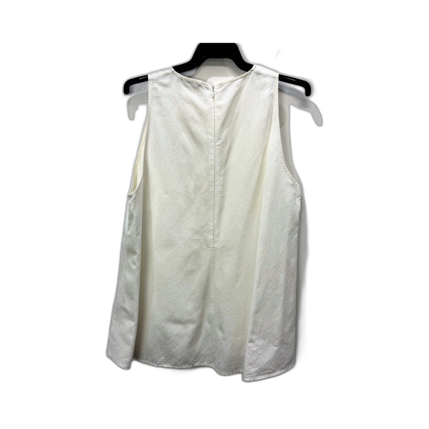 CUE Womens Pleated Sleeveless Top in White - Elegant Workwear Blouse Size 14