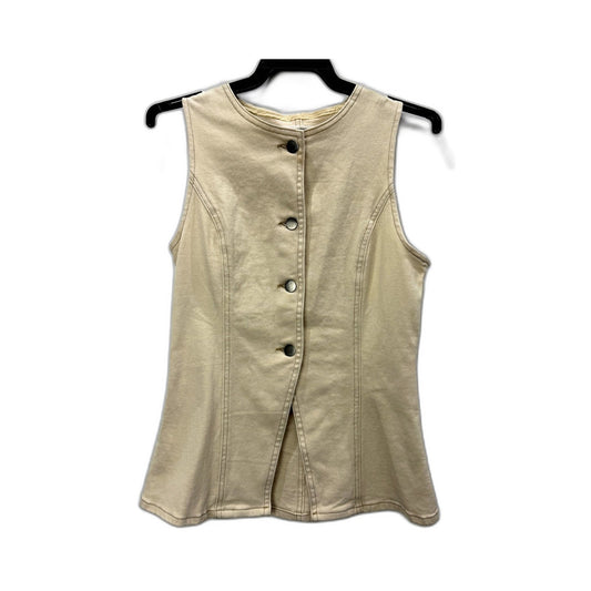 Subtitled Womens Beige Button-Up Sleeveless Cotton Blend Vest in XS Size NEW