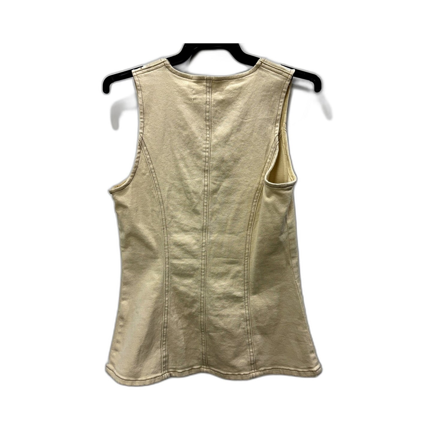 Subtitled Womens Beige Button-Up Sleeveless Cotton Blend Vest in XS Size NEW