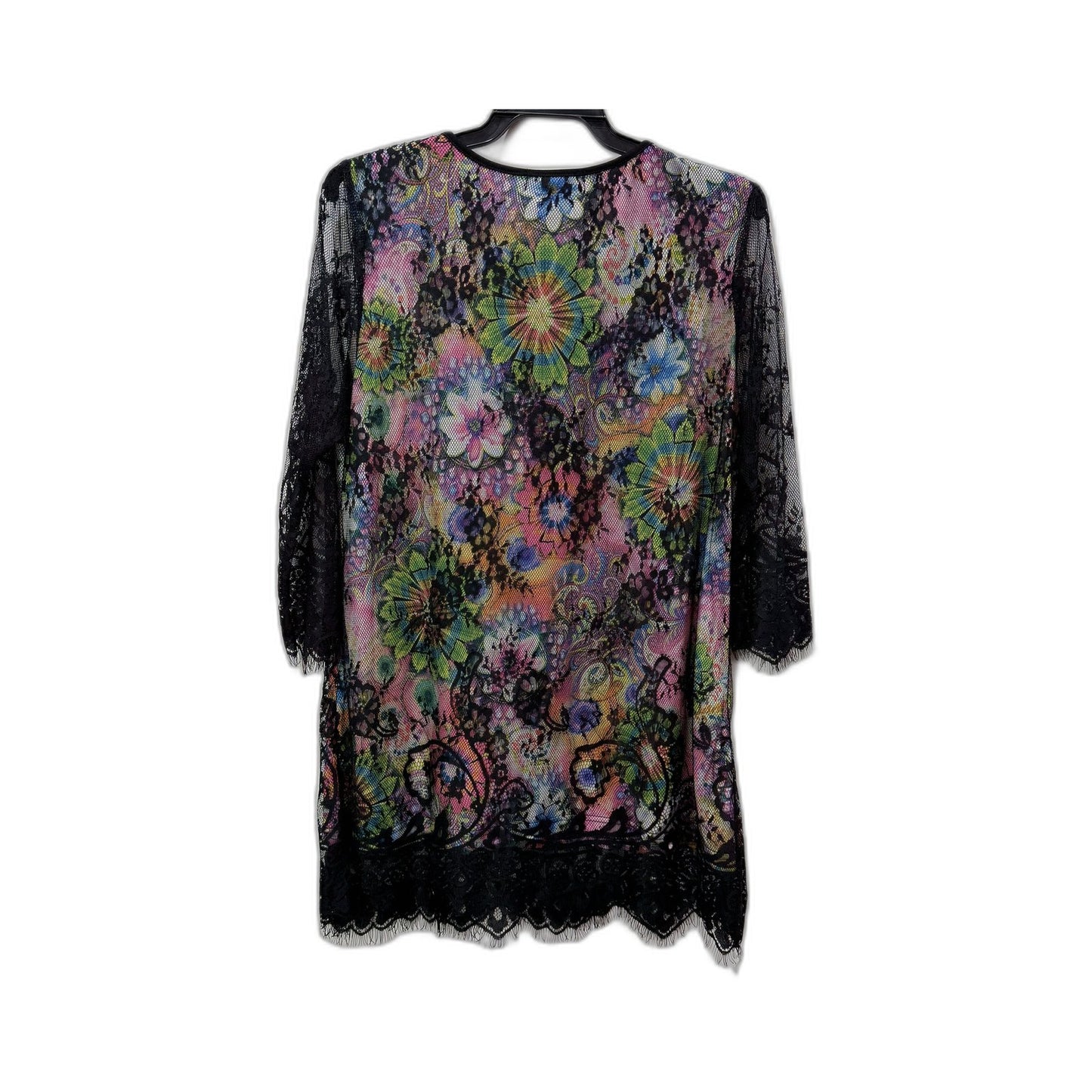 Whispers Womens Floral Lace Trim Tunic Top Multi Color Size S NEW