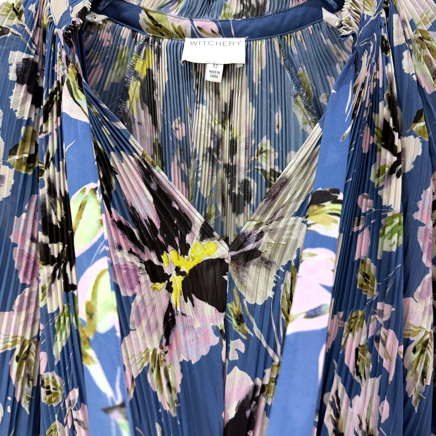 Witchery Womens Pleated Floral Blouse in Multi Color & - Size 12 NEW