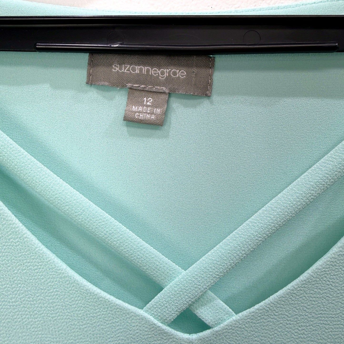 Suzanne Grae Womens Mint Blue Ruffle Sleeve Blouse in Size 12