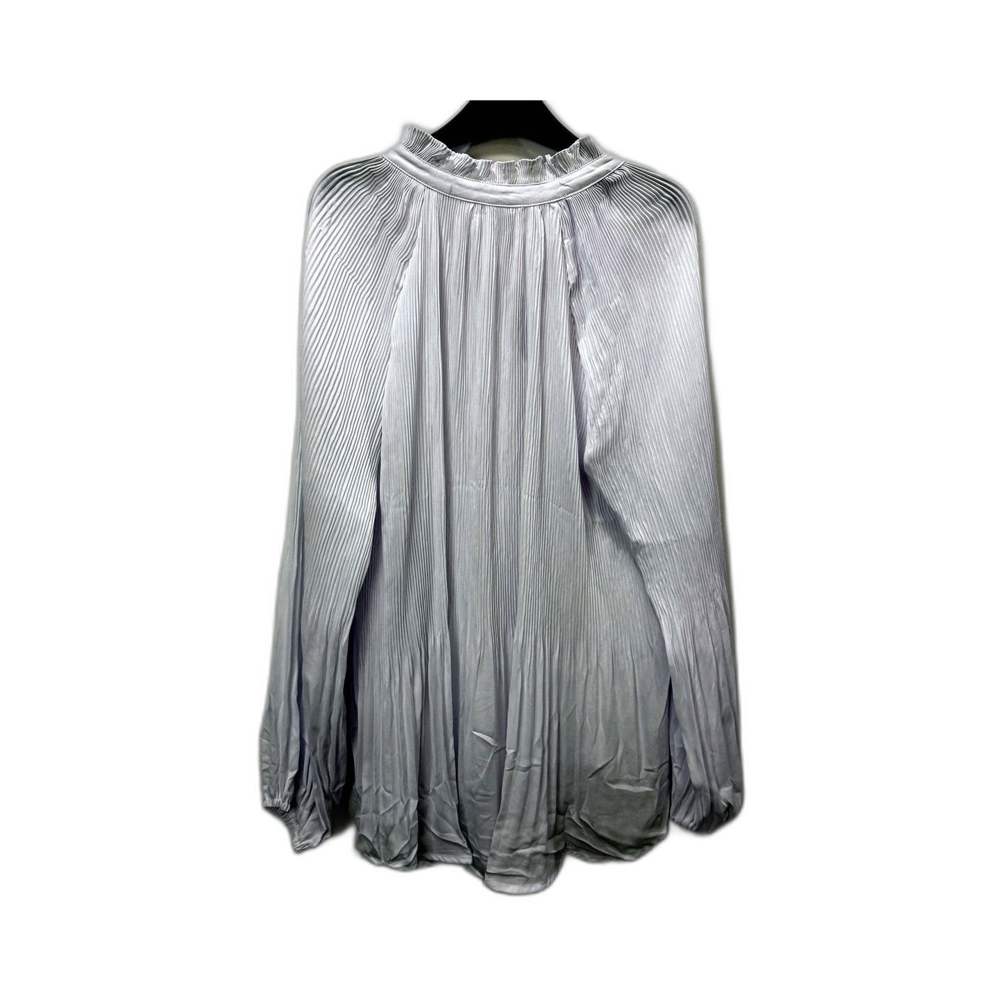 Sambara Womens Pleated Blouse - White Long Sleeve Tie Neck Size 20